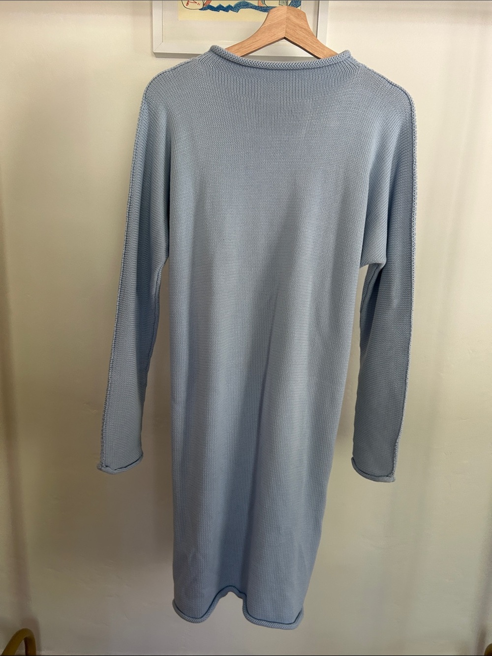 Frank & Eileen Light Blue Long Sleeve Ribbed Knit Dress